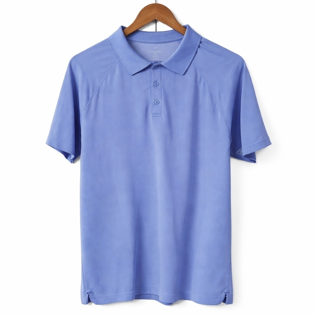 Fabletics Men's Performance Polo Shirt Blue Athletic Golf Activewear Size L.